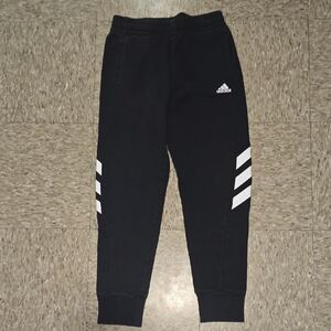Adidas Kids Black Sweatpants with White Stripes